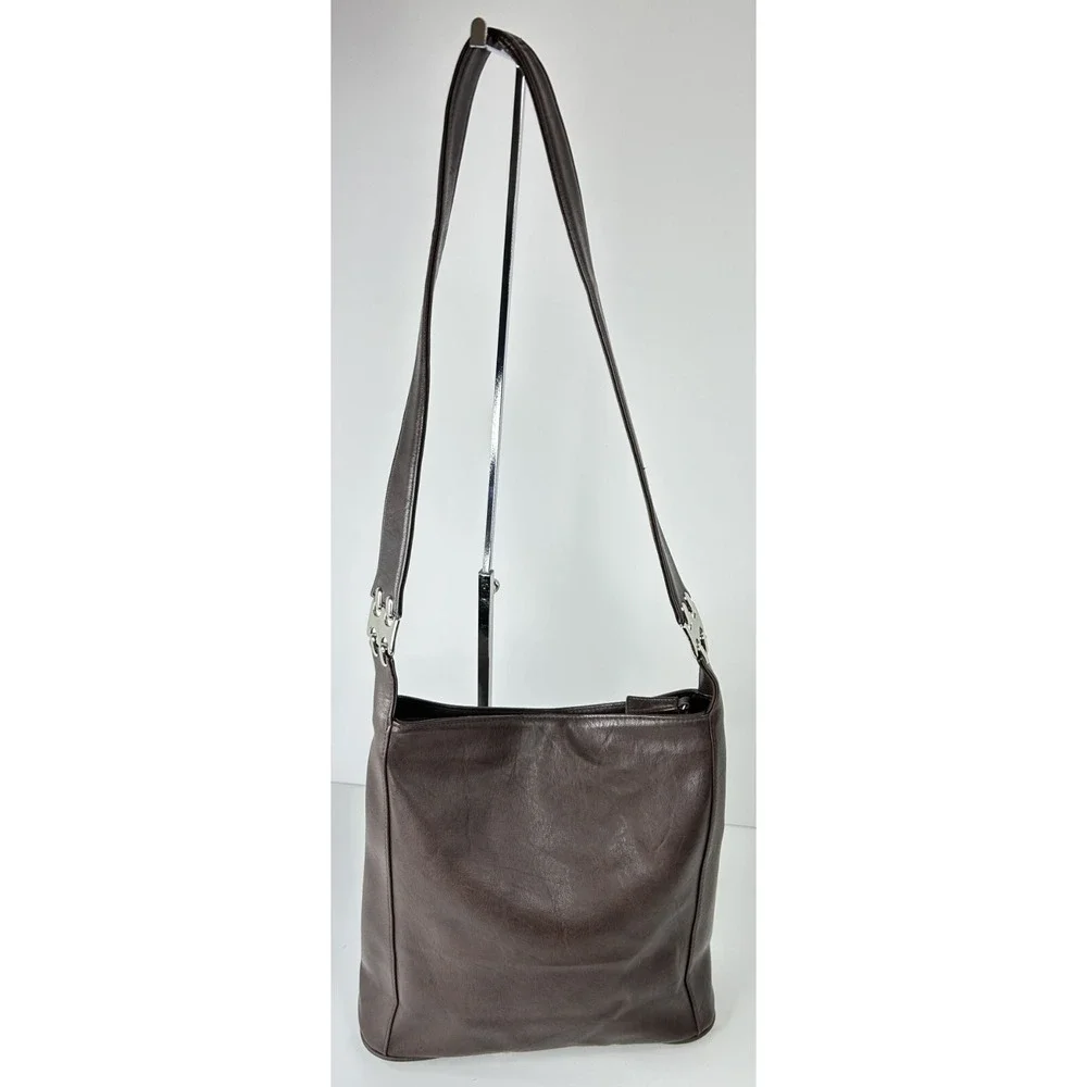 Giannini Purse Medium Brown Bucket Shoulder Hobo‎ Tablet Crossbody Faux Leather